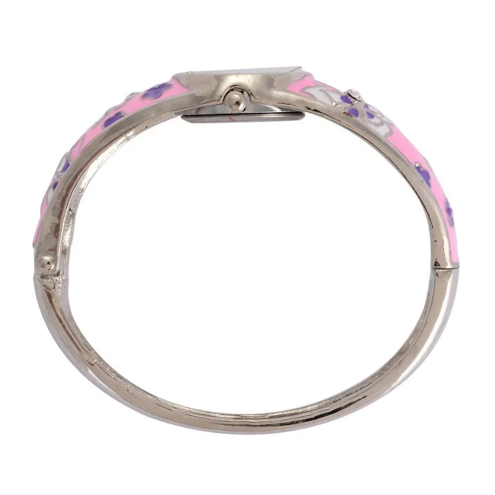 STRADA Austrian Crystal Bangle Watch Pink